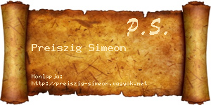 Preiszig Simeon névjegykártya